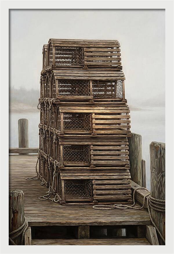 Stacked Wooden Lobster Traps
