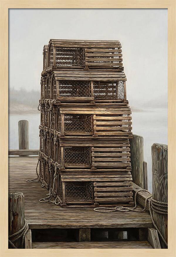 Stacked Wooden Lobster Traps