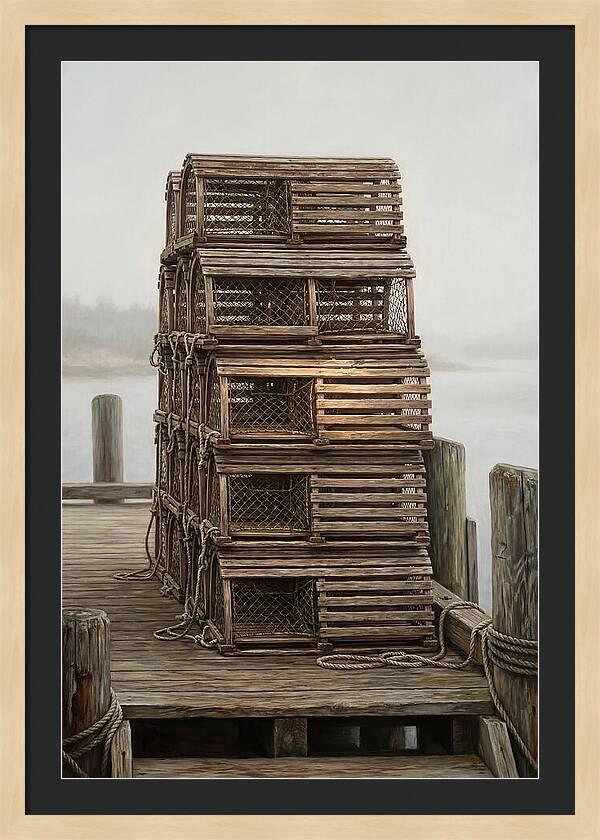 Stacked Wooden Lobster Traps