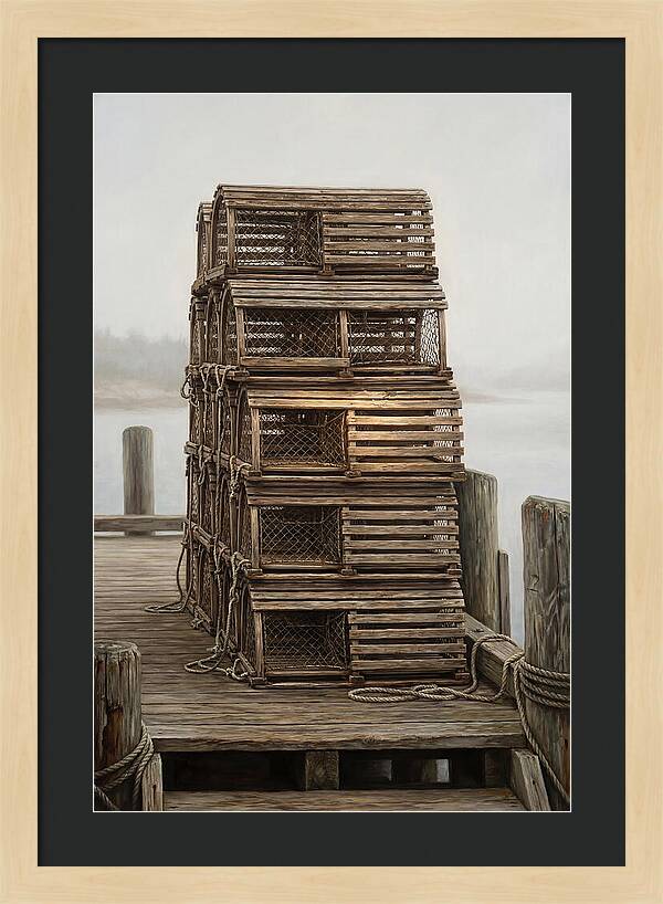 Stacked Wooden Lobster Traps