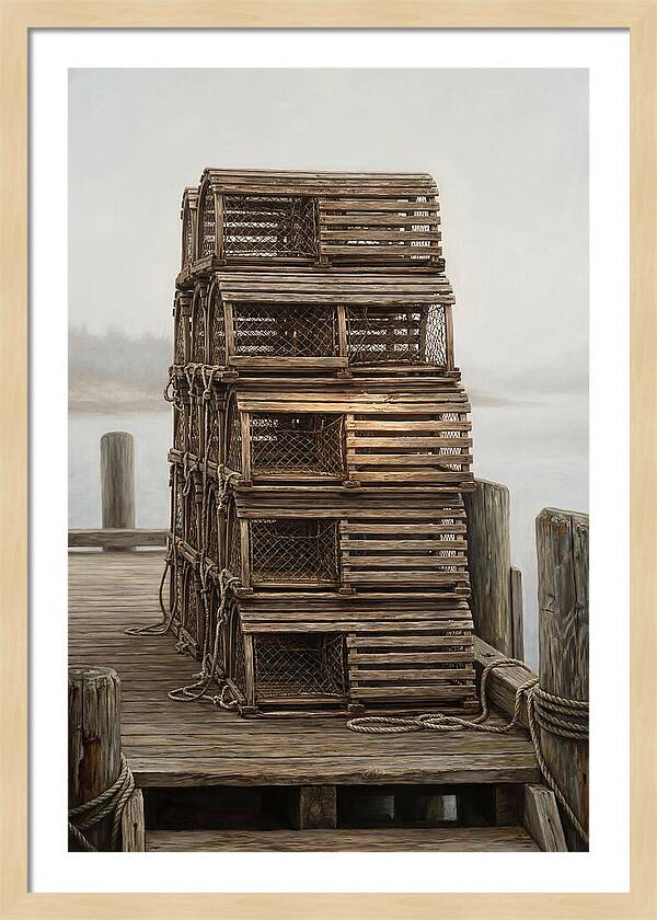 Stacked Wooden Lobster Traps