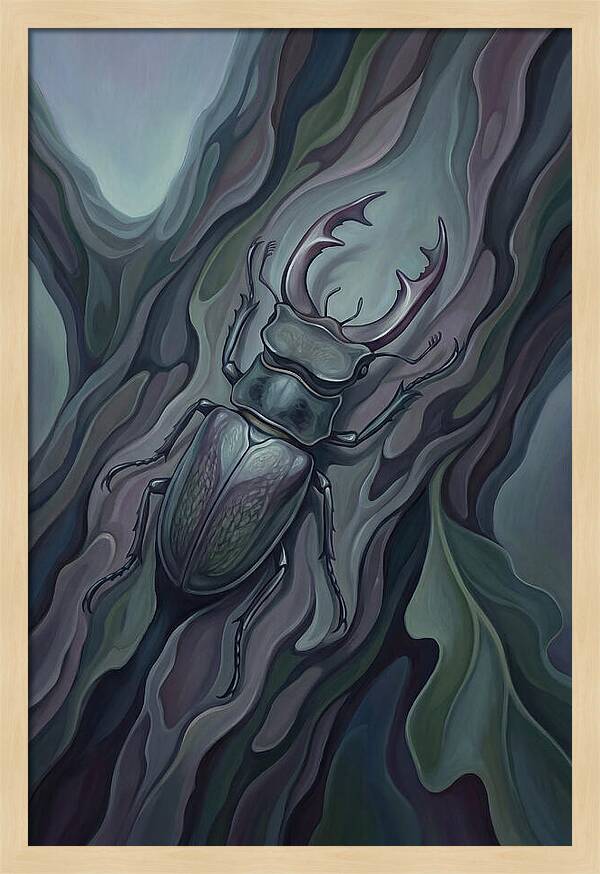 Stag Beetle On Oak Bark