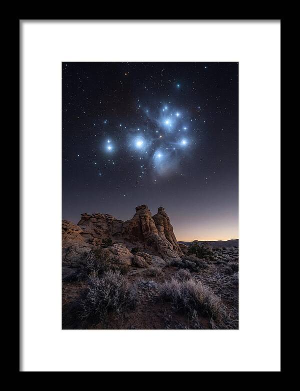 Star Cluster Pleiades Over Desert