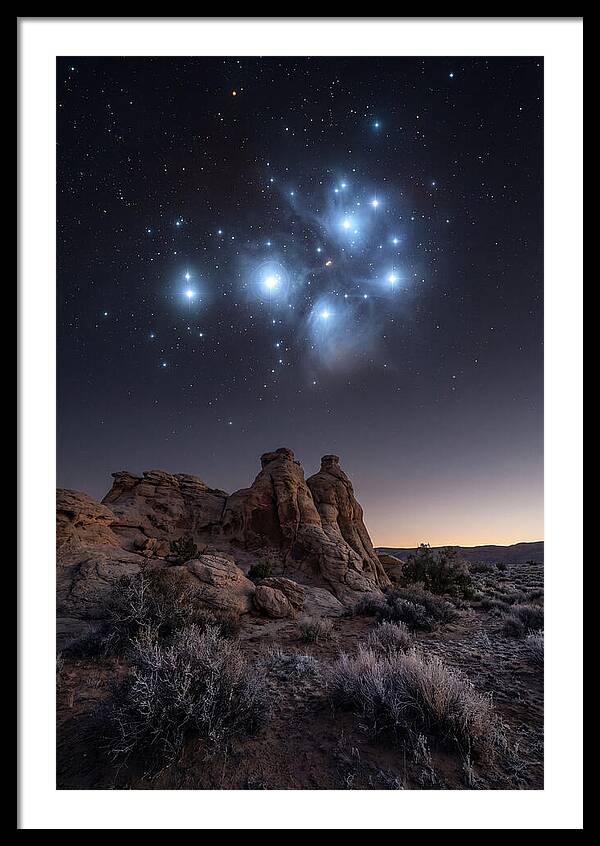 Star Cluster Pleiades Over Desert