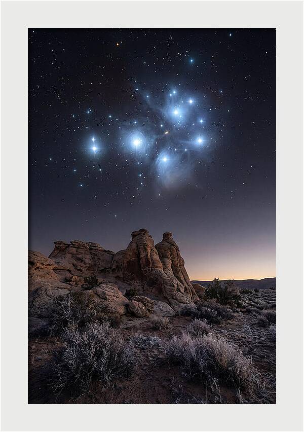 Star Cluster Pleiades Over Desert