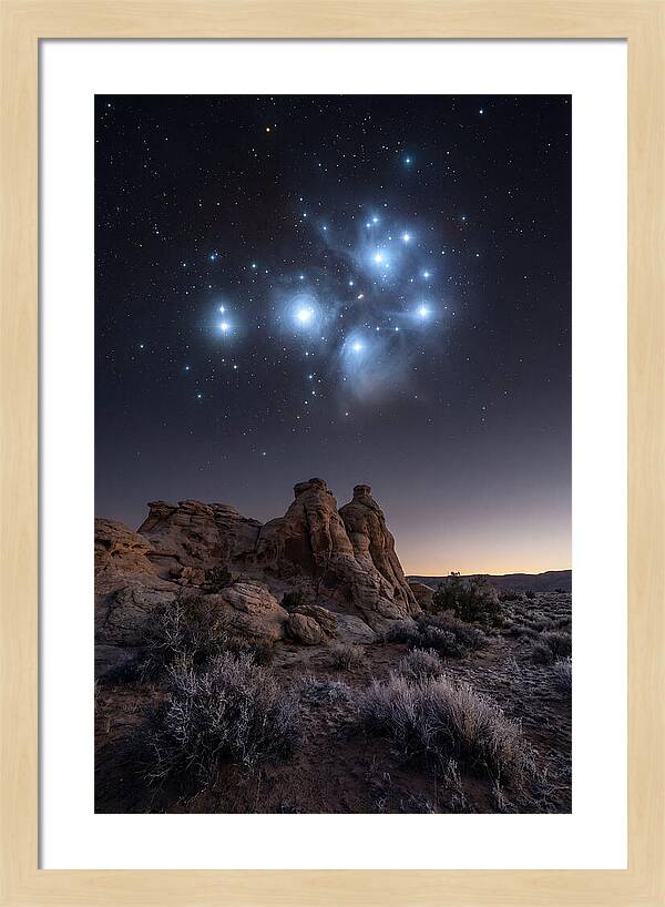 Star Cluster Pleiades Over Desert