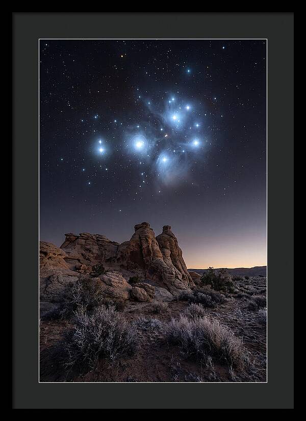 Star Cluster Pleiades Over Desert