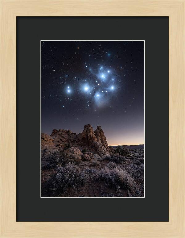 Star Cluster Pleiades Over Desert