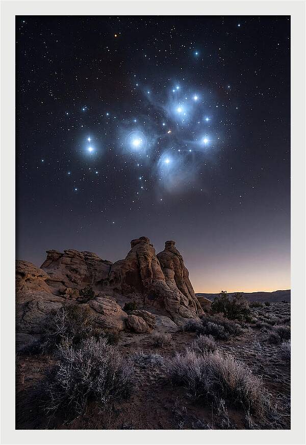 Star Cluster Pleiades Over Desert