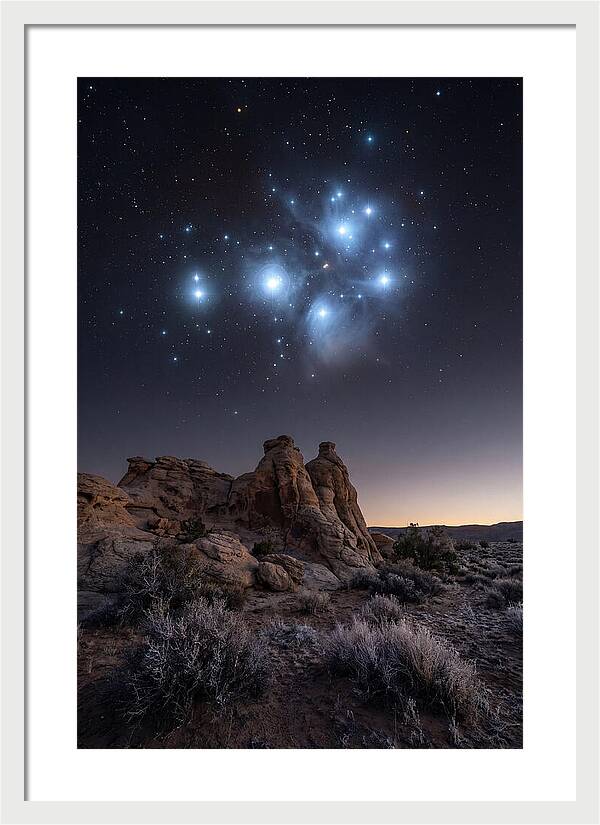 Star Cluster Pleiades Over Desert
