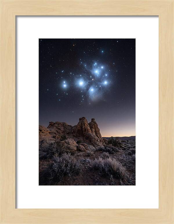 Star Cluster Pleiades Over Desert