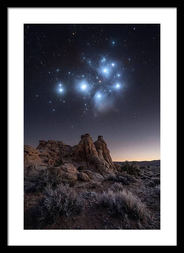 Star Cluster Pleiades Over Desert