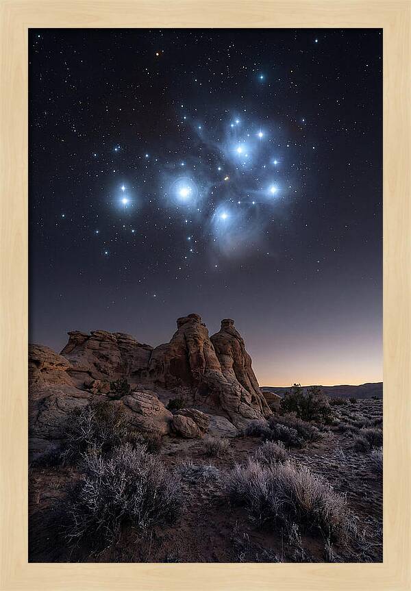 Star Cluster Pleiades Over Desert
