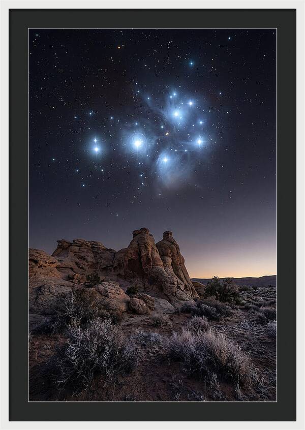 Star Cluster Pleiades Over Desert