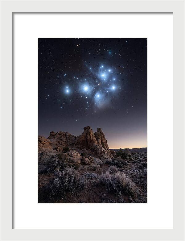 Star Cluster Pleiades Over Desert