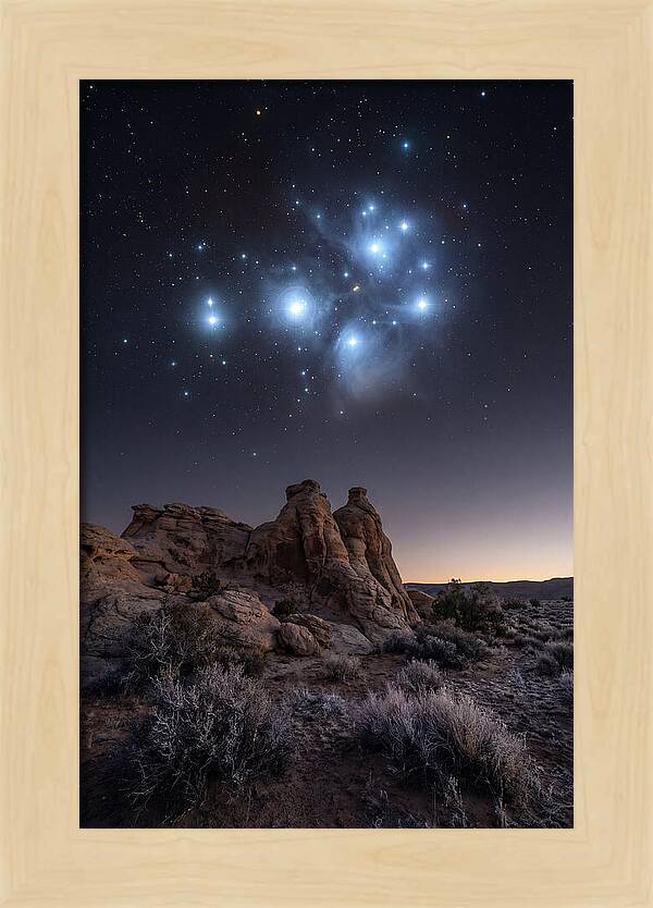 Star Cluster Pleiades Over Desert