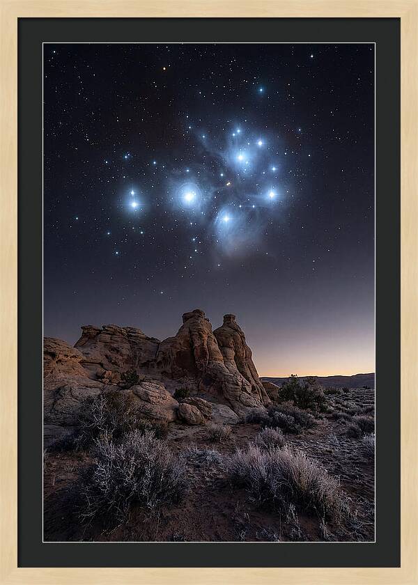 Star Cluster Pleiades Over Desert