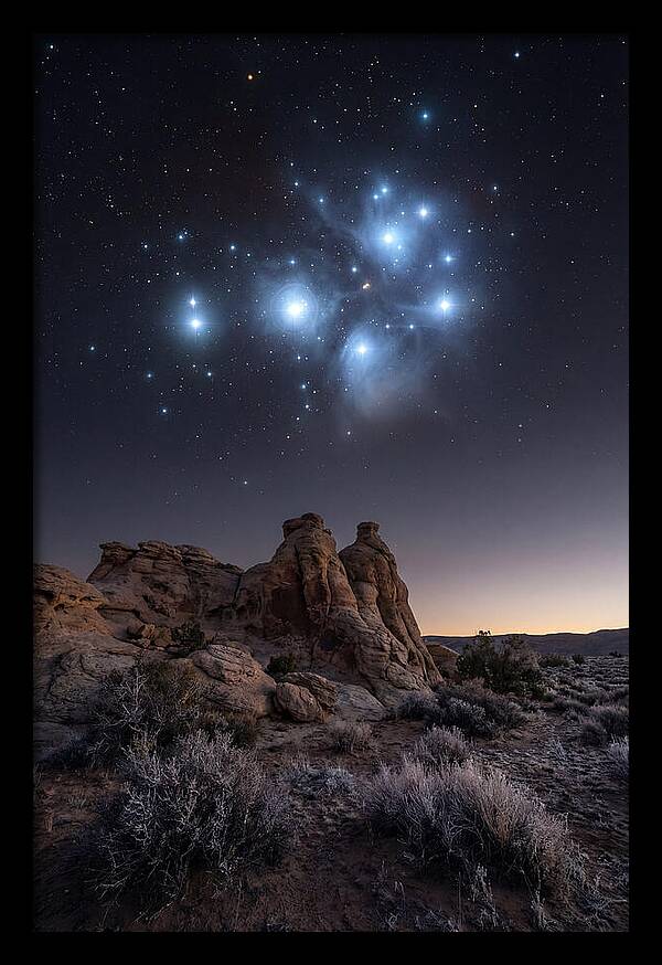 Star Cluster Pleiades Over Desert