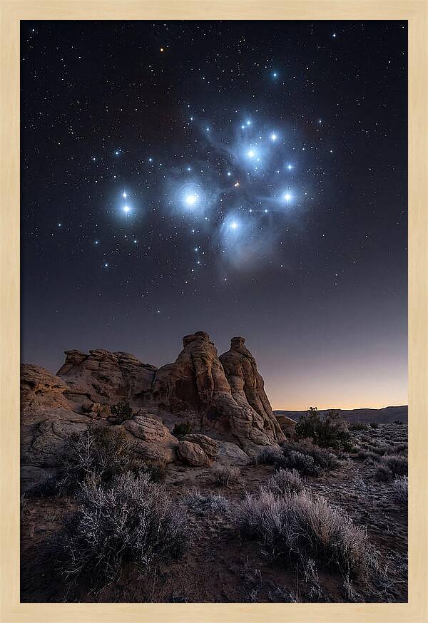 Star Cluster Pleiades Over Desert