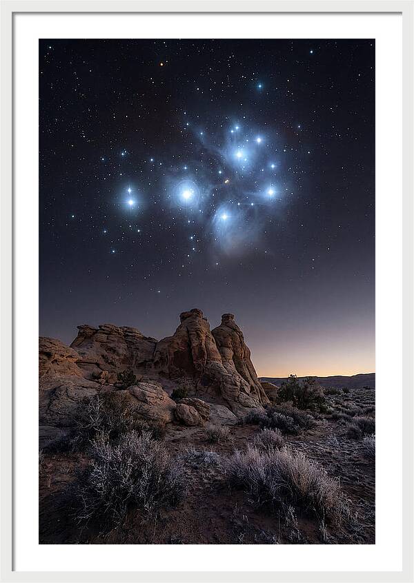 Star Cluster Pleiades Over Desert
