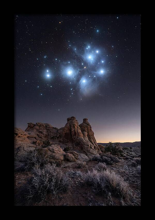 Star Cluster Pleiades Over Desert