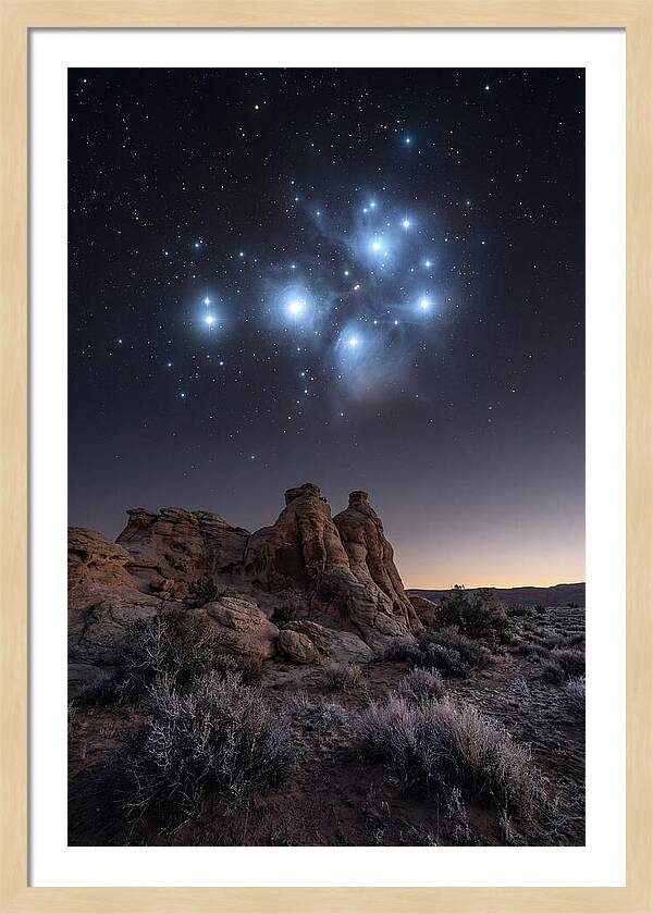 Star Cluster Pleiades Over Desert