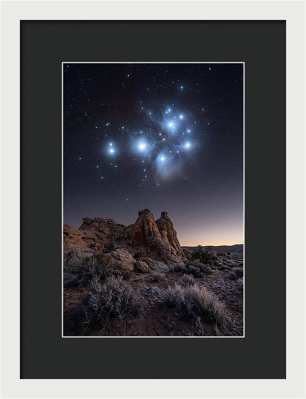 Star Cluster Pleiades Over Desert