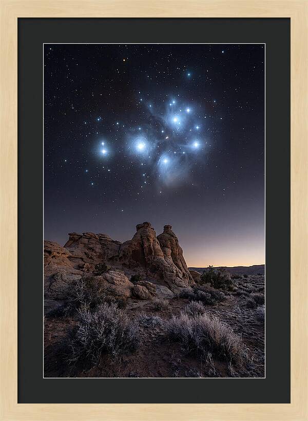 Star Cluster Pleiades Over Desert