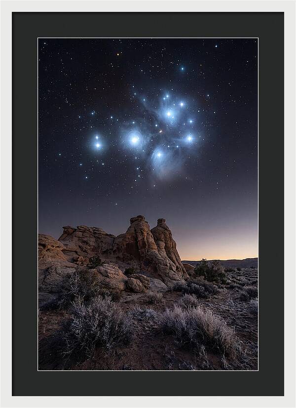 Star Cluster Pleiades Over Desert