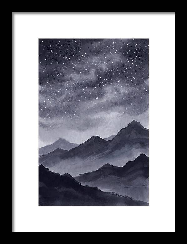 Star Filled Sky Over Mountain Silhouette