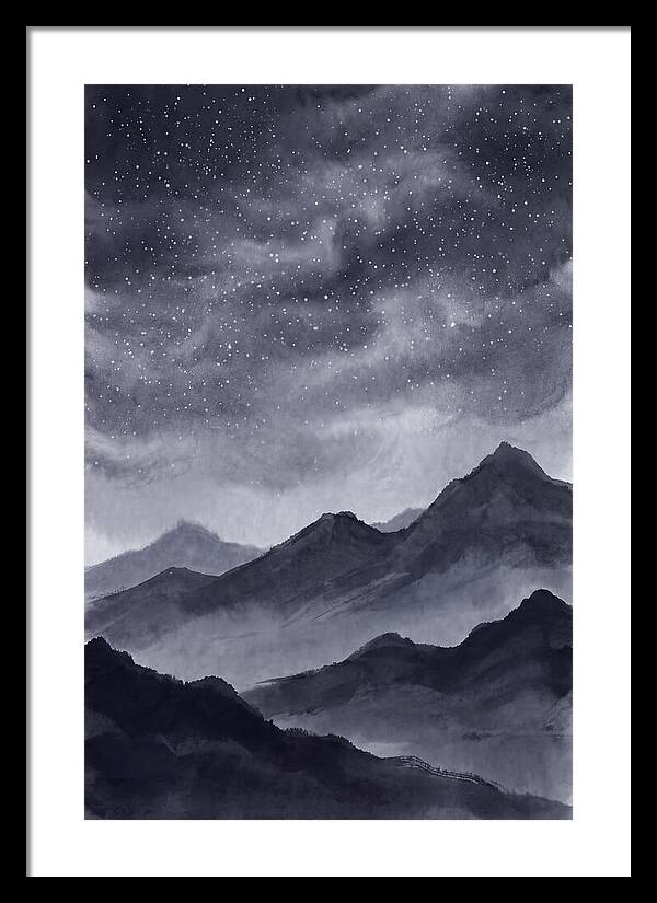 Star Filled Sky Over Mountain Silhouette