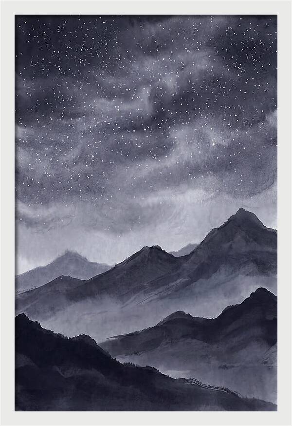Star Filled Sky Over Mountain Silhouette