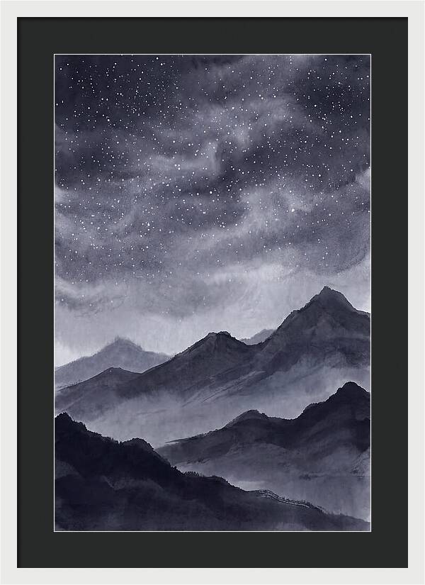 Star Filled Sky Over Mountain Silhouette