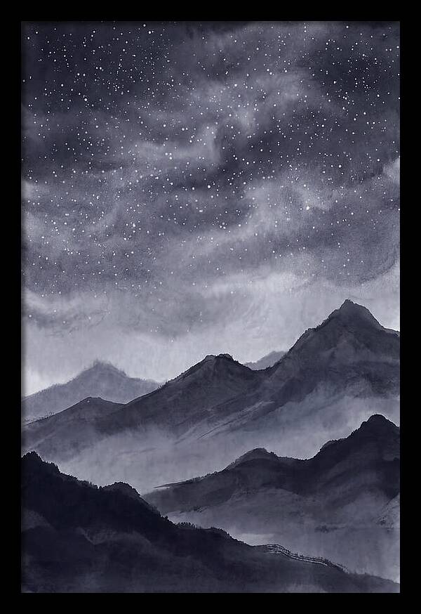Star Filled Sky Over Mountain Silhouette