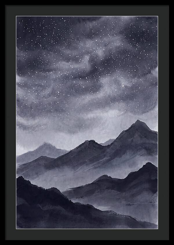 Star Filled Sky Over Mountain Silhouette