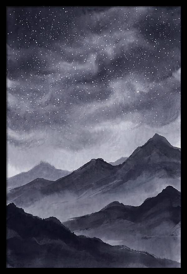 Star Filled Sky Over Mountain Silhouette