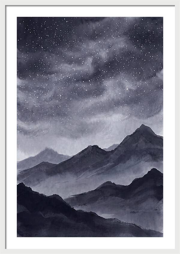 Star Filled Sky Over Mountain Silhouette