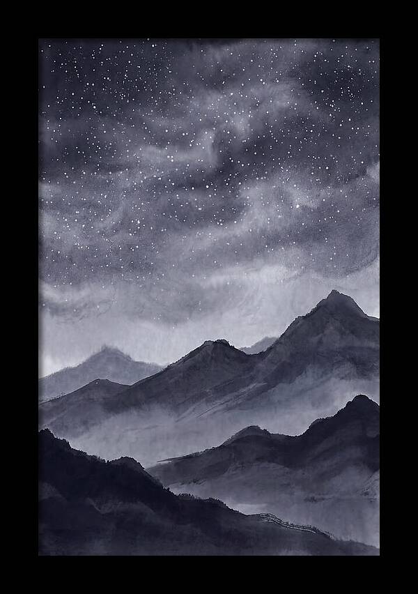 Star Filled Sky Over Mountain Silhouette