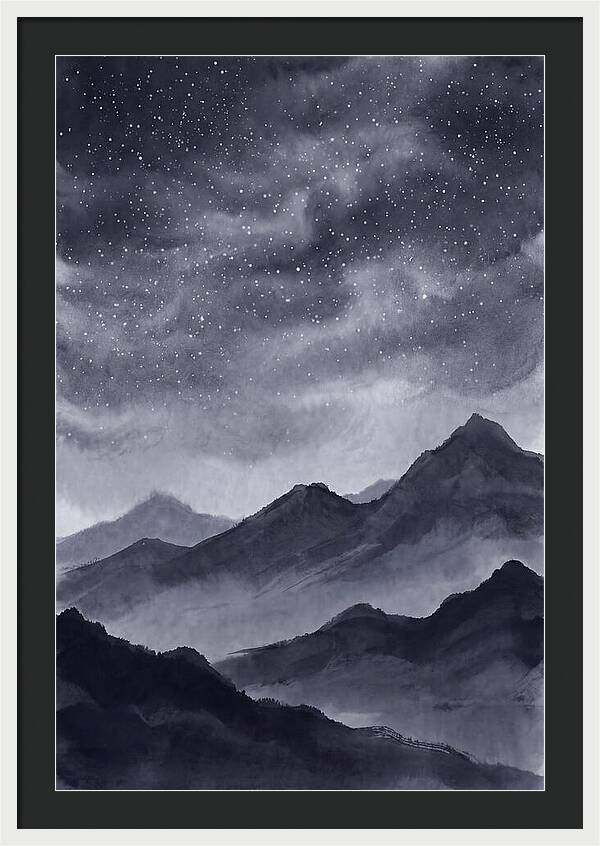 Star Filled Sky Over Mountain Silhouette