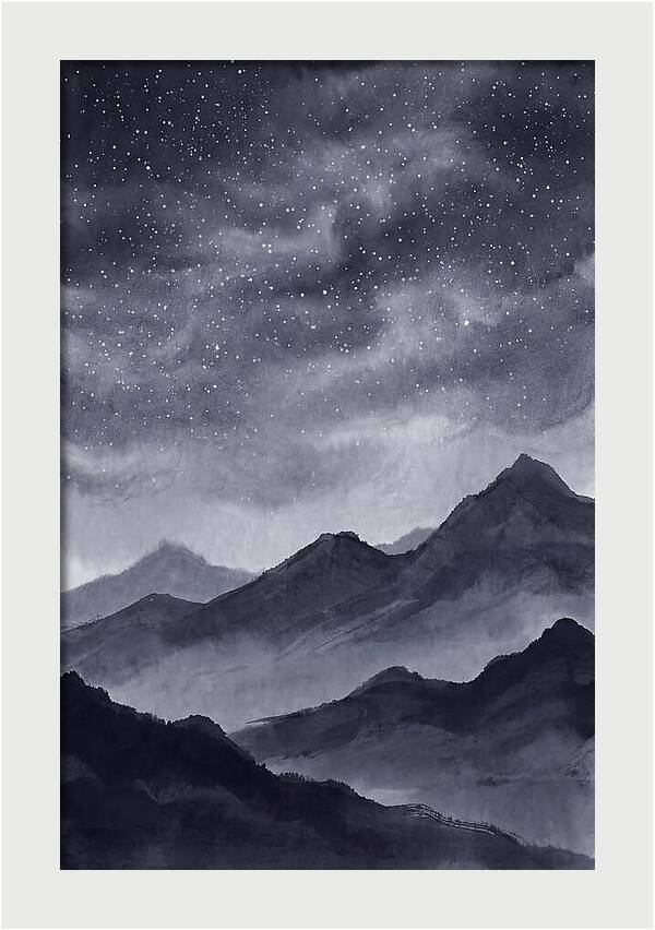 Star Filled Sky Over Mountain Silhouette