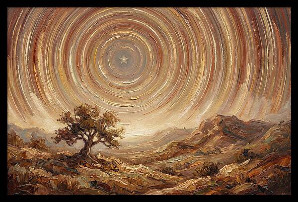 Star Trails Over Ancient Landscape