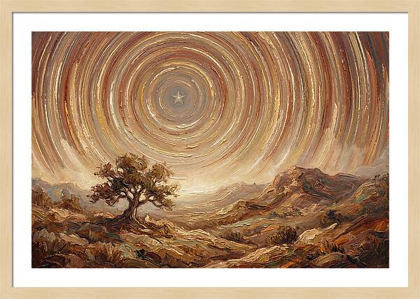 Star Trails Over Ancient Landscape