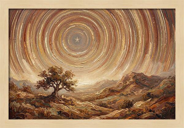 Star Trails Over Ancient Landscape