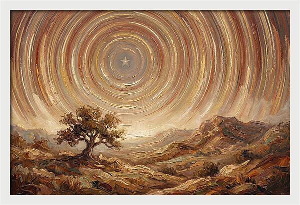 Star Trails Over Ancient Landscape