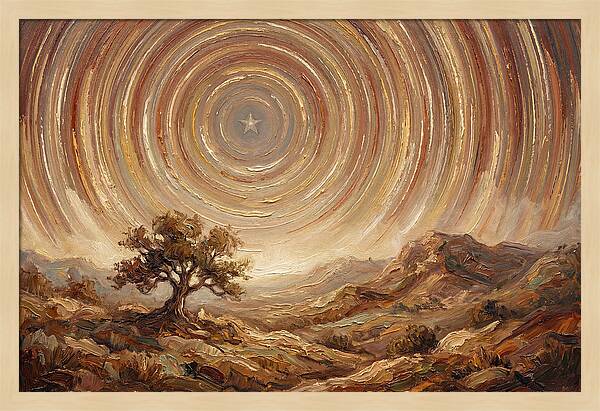 Star Trails Over Ancient Landscape