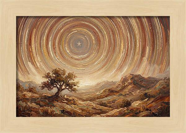 Star Trails Over Ancient Landscape