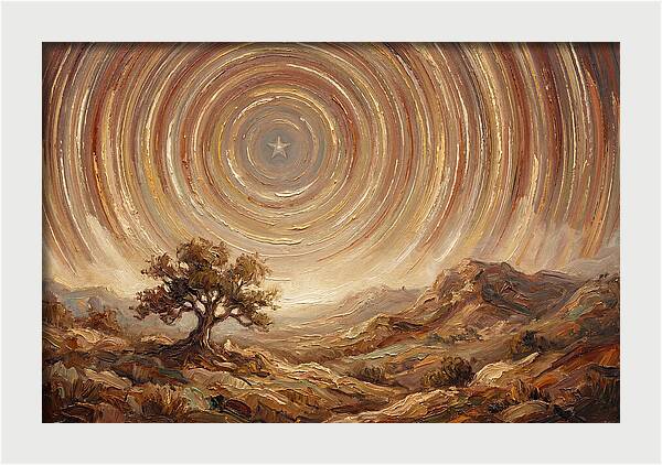 Star Trails Over Ancient Landscape