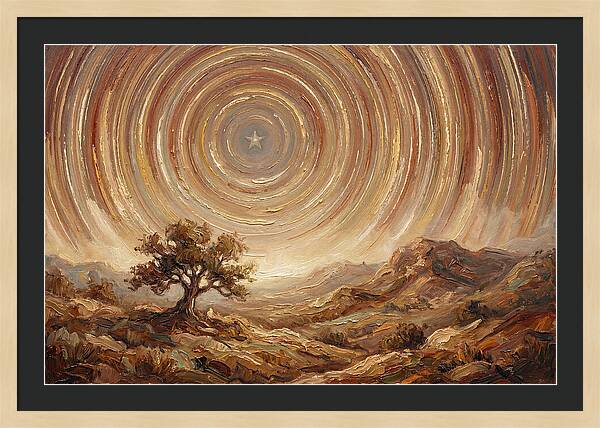 Star Trails Over Ancient Landscape