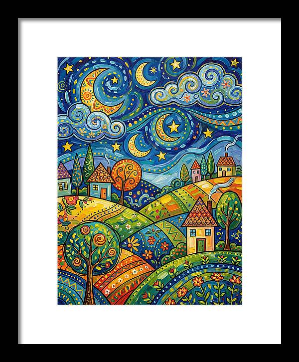 Starry Night Folk Landscape