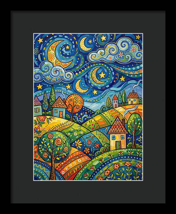 Starry Night Folk Landscape